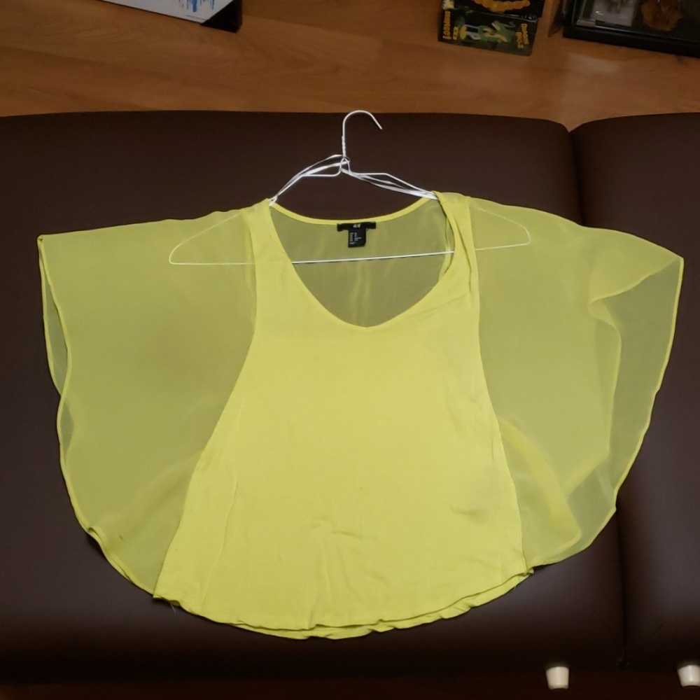 H&M Yellow flare sleeve blouse top